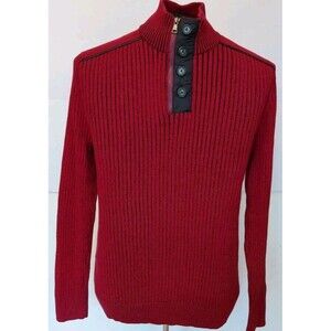 INC International Concepts Men's Size XL Wine/Black Ribbed Mock Neck Sweater